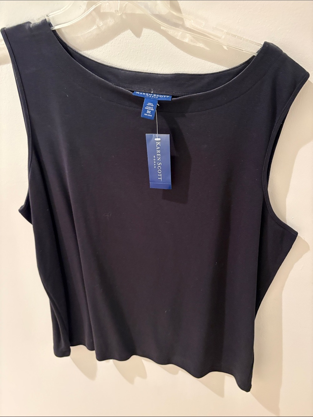 Karen Scott Black Sleeveless Scoop Neck Tank